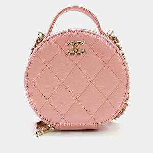 Chanel Caviar Top Handle Round Crossbody Bag