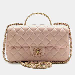 Chanel Lambskin Top Handle Small Flap Bag