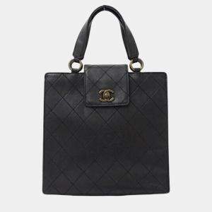 Chanel Bag Black Leather Matelasse Handbag