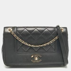 Chanel Black Quilted Leather Mademoiselle Vintage Flap Bag