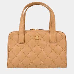 Chanel Beige Calfskin Wild Stitch Handbag