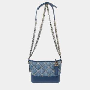 Chanel Blue Denim Calfskin Small Gabrielle Shoulder Bag