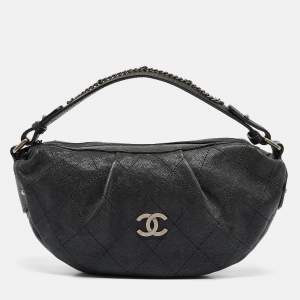 Chanel Black Quilted Caviar Leather Outdoor Ligne Hobo