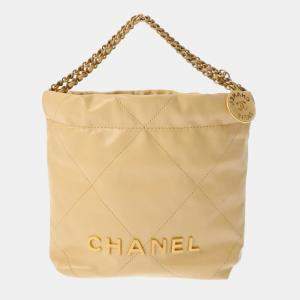 Chanel Beige Shiny Calfskin Chanel 22 Hobo Bag