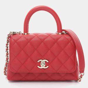 Chanel Red Caviar Skin (Grained Calf) Coco Handle XXS Bag