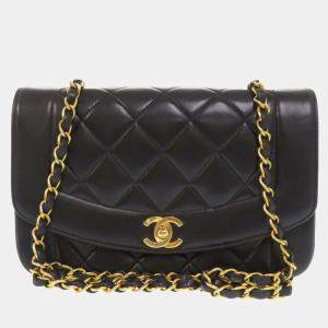 Chanel Black Lambskin Diana 22 Small Matelasse Shoulder Bag