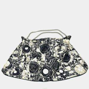 Chanel Black x White Quilted Bag Double Chain Chain Bag