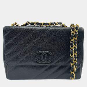 Chanel Black Caviar Skin Leather Shoulder Bag