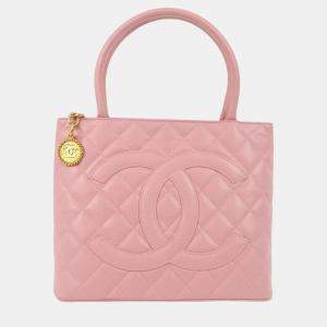 Chanel Pink Calfskin Medallion Tote Handbag