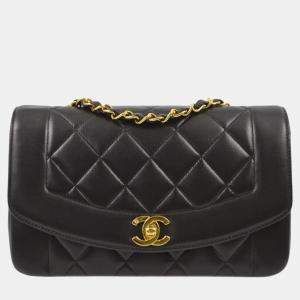 Chanel Black Lambskin Small Diana Shoulder Bag