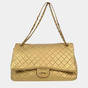Chanel Gold Calfskin XXL Single Flap Shoulder Bag