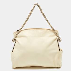 Pre Owned Chanel Cream Leather CC Medium Ultimate Soft Bag