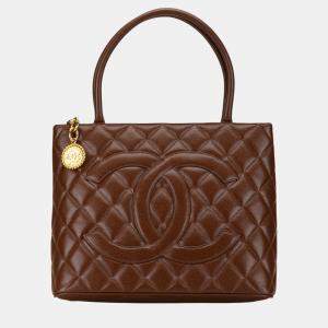 Chanel Brown Caviar Medallion Tote