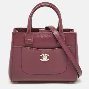 Pre Owned Chanel Burgundy Leather Mini Neo Executive Shopping Tote