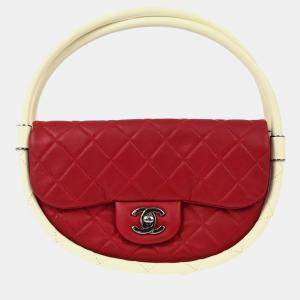 Chanel Red Lambskin Hula Hoop Handbag