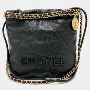 Chanel Black Caviar Skin Matelasse Chanel 22 Bag