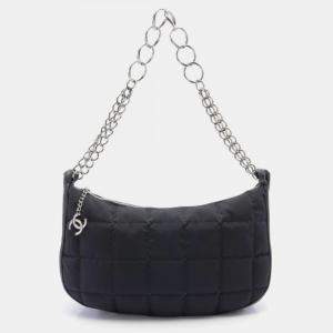 Chanel Nylon Leather Black Chocolate Bar Shoulder Bag