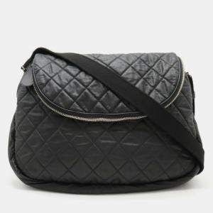 Pre Owned Chanel Quilted Nylon Leather Black Coco Cocoon Shoulder Bag