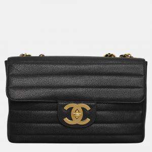 Pre Owned Chanel Vintage Caviar Jumbo Flap Bag