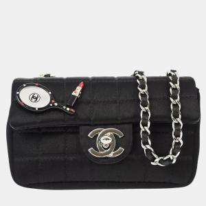 Chanel Black Satin Choco Bar Lipstick Shoulder Bag