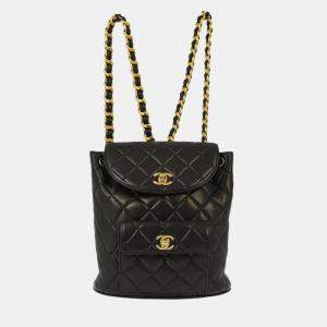 Chanel Black Lambskin Large Duma Backpack