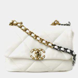 Chanel White Cream Chanel 19 Chain Shoulder Bag