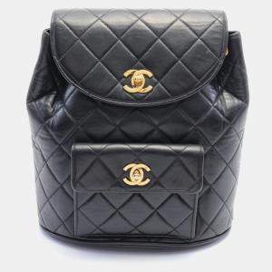 Chanel Leather Black Matelasse Backpack