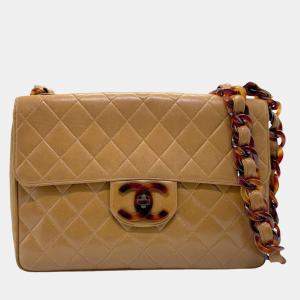 Chanel Brown Matelasse Leather Plastic Shoulder Bag