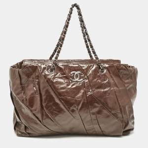 Chanel Choco Brown Twisted Glazed Leather Large Classic Tote