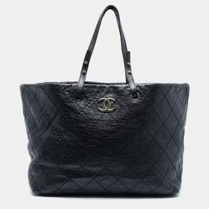 Chanel Black Quilted Leather On the Road Bag