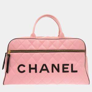 Chanel Pink Matelasse Lambskin Boston Bag