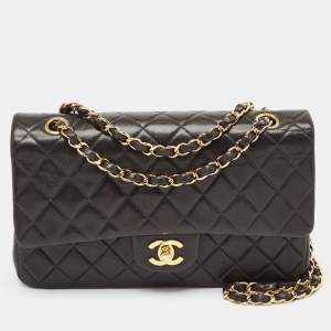 Pre Owned Chanel Black Quilted Leather Small Classic Double Flap Bag