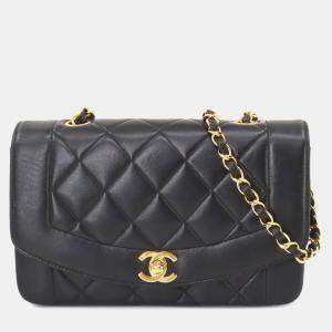 Chanel Leather Black Diana Matelasse 22 Chain Shoulder Bag