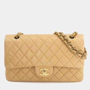 Chanel Leather Beige Matelasse 25 Chain Shoulder Bag