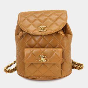 Chanel Leather Light Brown Duma Matelasse Chain Backpack