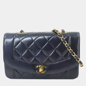 Chanel Leather Navy Diana Matelasse 22 Chain Shoulder Bag