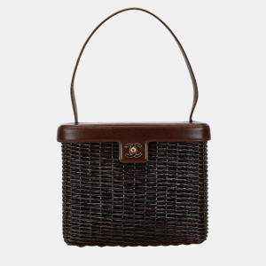 Chanel Brown Rattan Lambskin Coco Mark Basket Bag