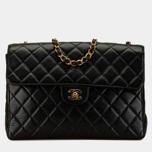 Pre Owned Chanel Black Lambskin Matelasse 30 Coco Mark Chain Shoulder Bag