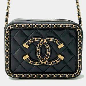 Chanel Lambskin Black CC Filigree Chain Shoulder Bag