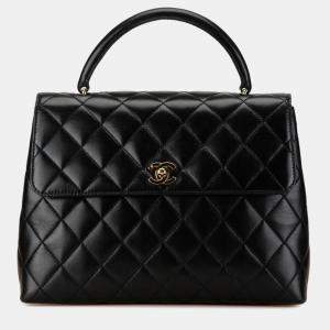 Chanel Black Lambskin Matelasse Coco Mark Flap Bag
