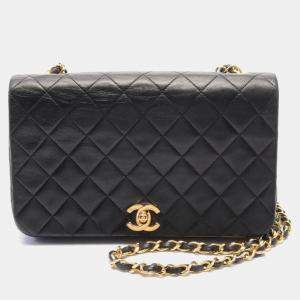 Chanel Lambskin Black Matelasse Full Flap Shoulder Bag