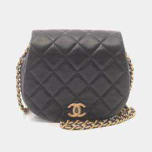 Chanel Lambskin Black Matelasse Shoulder Bag