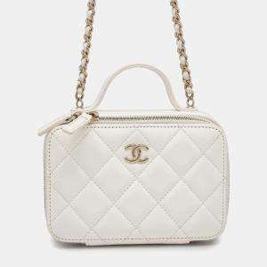 Chanel White Matelasse Vanity Chain Shoulder Bag