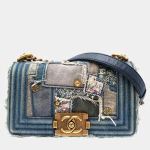 Chanel Denim Blue Boy Chain Shoulder 20  Bag