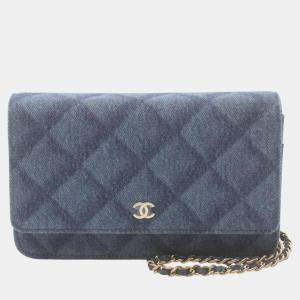 Chanel Navy Denim Matelasse Shoulder Bag