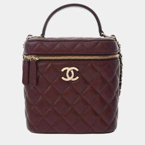 Pre Owned Chanel Bordeaux Caviar Skin Vanity Chain Shoulder Bag