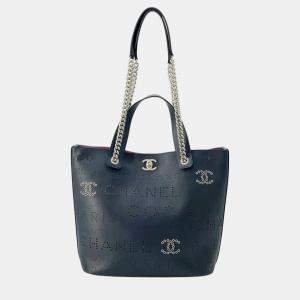 Chanel Coco Mark Punching Leather Tote Bag