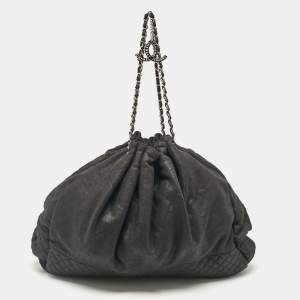 Pre Owned حقيبة شانيل ميل روز جيرسيه رصاصي مبطن