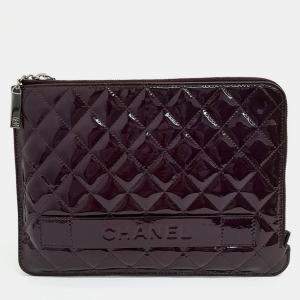 Chanel Purple Patent Leather patent clutch bag