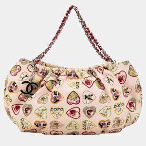 Chanel Pink Red Multicolor Canvas Valentine Day Coco Mark Chain Handbag